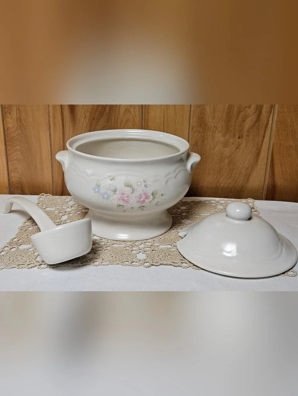 Large PFALTZGRAFF Tea Rose Double Handled Soup TUREEN BOWL w/Lid & Ladle 3.5QT